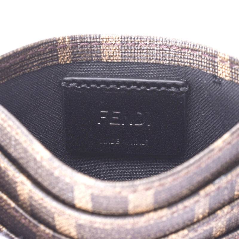 Fendi Fendi Zukka图案通行证盒棕色7M0164男女pvC卡盒未使用的Ginzo