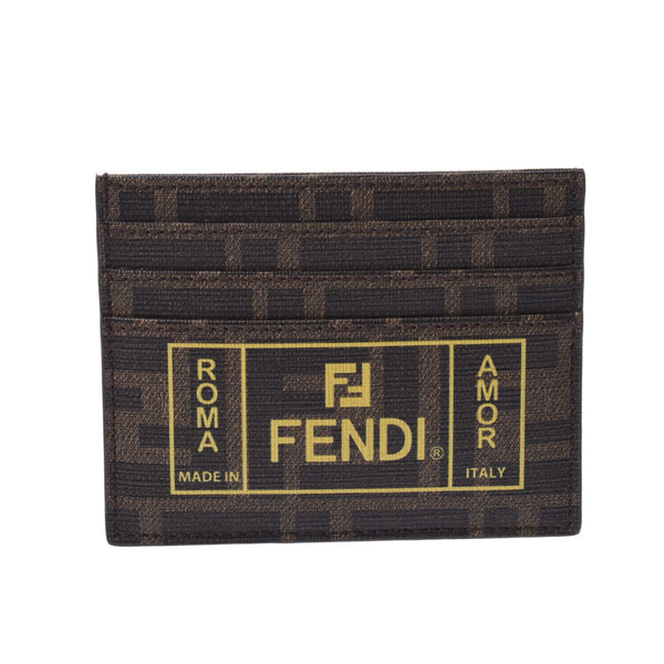 FENDI Fendi Zukka Pattern Pass Case Brown 7m0164 Unisex PVC Card Case Unused Ginzo