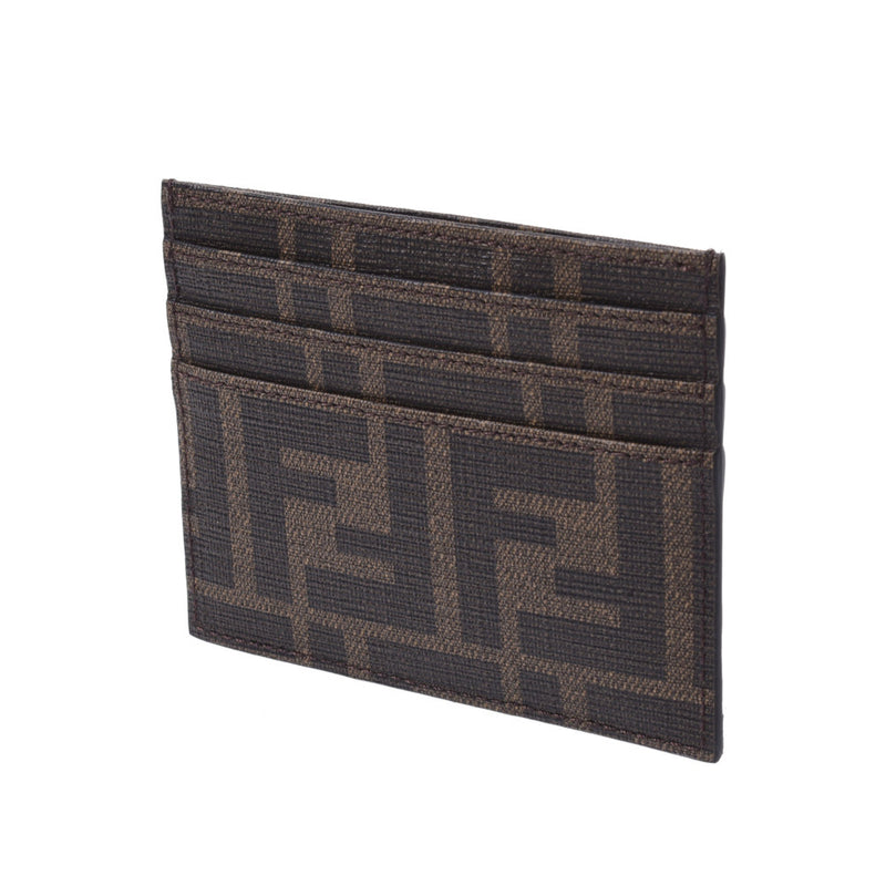 FENDI Fendi Zukka Pattern Pass Case Brown 7m0164 Unisex PVC Card Case Unused Ginzo