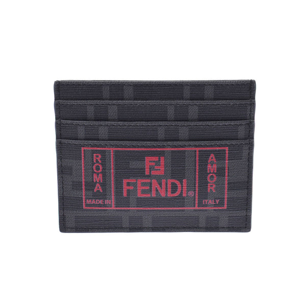 Fendi Fendi Zukka图案通行证灰色/黑色7M0164男女通用PVC卡盒未使用的Ginzo