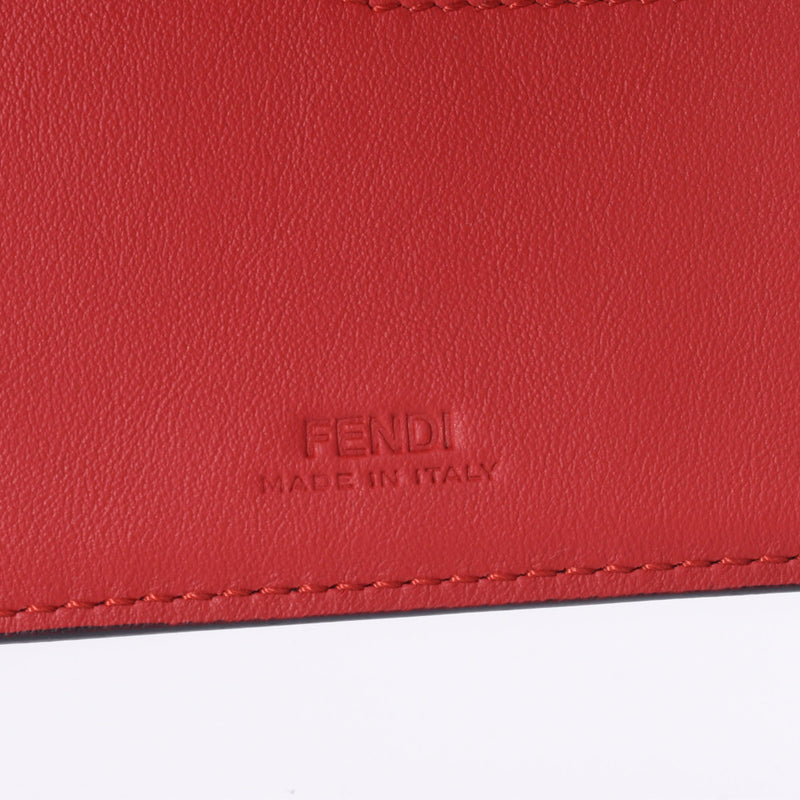 Fendi Fendi紧凑型Bi -Fold钱包灰色/红色7M0277男女蛋白皮革Fudeni未使用的Ginzo