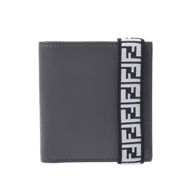 FENDI Fendi Compact Bi -fold Wallet Gray/Red 7m0277 Unisex Leather Fudeni Unused Ginzo