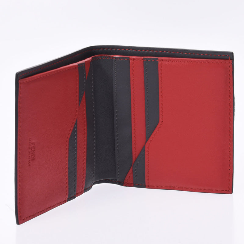 Fendi Fendi紧凑型Bi -Fold钱包灰色/红色7M0277男女蛋白皮革Fudeni未使用的Ginzo
