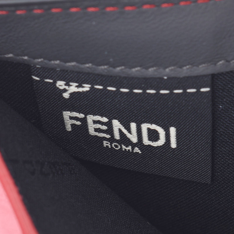 FENDI フェンディ コンパクト 二つ折り財布 グレー/赤 7M0277 ユニセックス レザー 札入れ 未使用 銀蔵