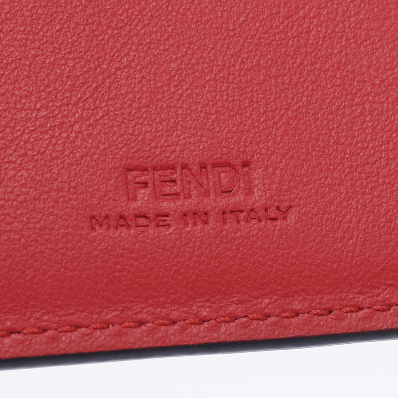 FENDI フェンディ コンパクト 二つ折り財布 グレー/赤 7M0277 ユニセックス レザー 札入れ 未使用 銀蔵