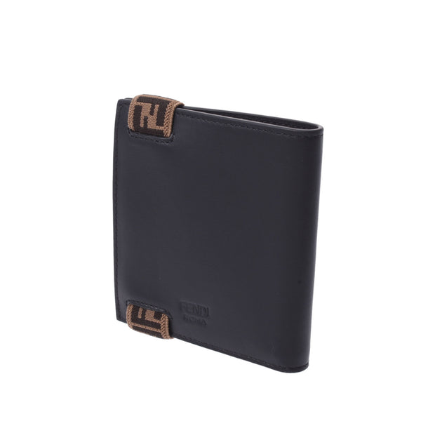 FENDI Fendi Compact Bi -fold Wallet Black/Yellow 7m0277 Unisex Leather Wallet Unused Ginzo