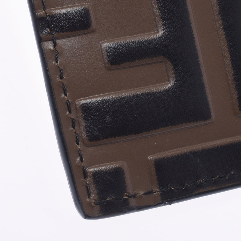 Fendi Fendi Zukka图案通行证盒棕色/黑色8M0269男女通用皮卡盒未使用的Ginzo