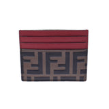 FENDI Fendi Zukka Pattern Pass Case Brown/Black/Bordeaux 8M0269 Unisex Leather Card Case Unused Ginzo