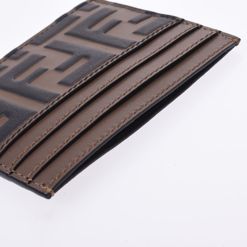 Fendi Fendi Zukka图案通行证盒棕色/黑色8M0269男女通用皮卡盒未使用的Ginzo