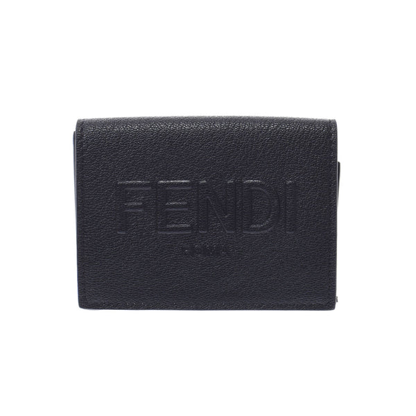 Fendi Fendi Micro紧凑型钱包黑色7M0280女erise皮革Triloster未使用的Ginzo