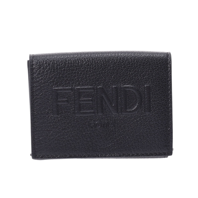 Fendi Fendi Micro紧凑型钱包黑色7M0280女erise皮革Triloster未使用的Ginzo