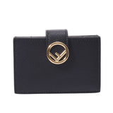 FENDI Fendi Bear Type Black Gold Bracket 8M0301 Unisex Leather Card Case Unused Ginzo