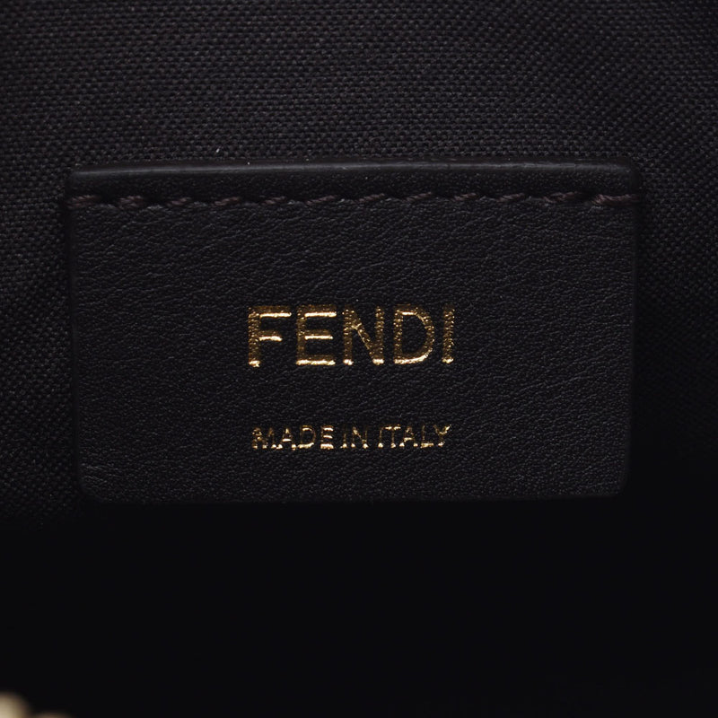 Fendi Fendi Zukka图案棕色/黑色8BS019男女pvc肩带未使用的金佐