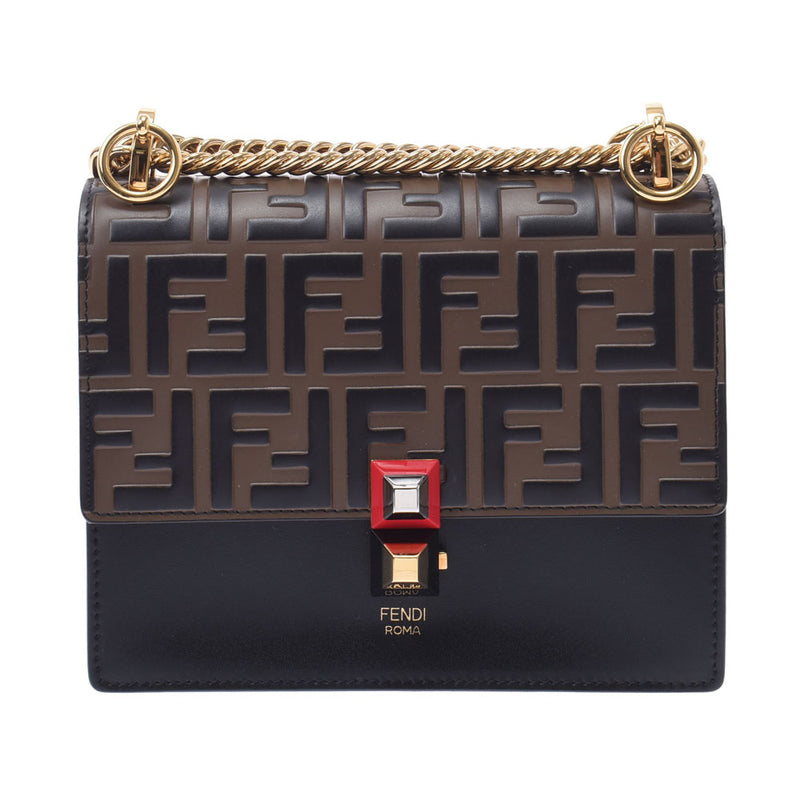 フェンディミニキャナイ ズッカ柄 ブラウン/黒 ゴールド金具 レディース レザー ショルダーバッグ 8M0381 FENDI – 銀蔵オンライン