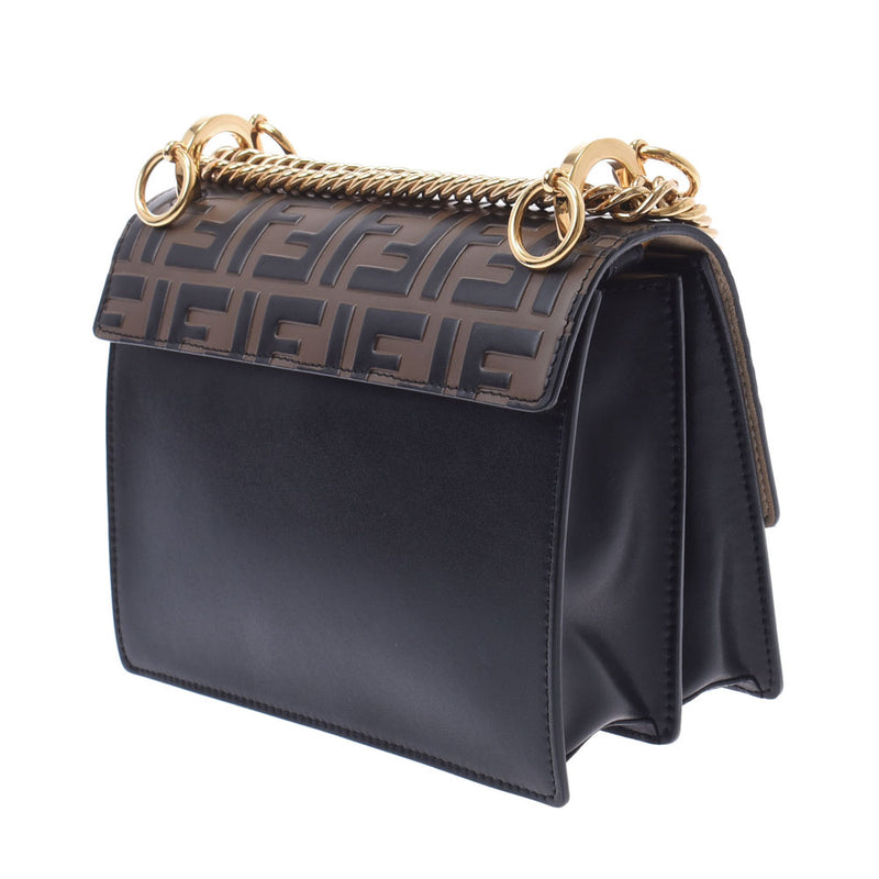 フェンディミニキャナイ ズッカ柄 ブラウン/黒 ゴールド金具 レディース レザー ショルダーバッグ 8M0381 FENDI – 銀蔵オンライン