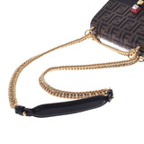FENDI Fendi Mini Canai Zukka Pattern Brown/Black Gold Bracket 8M0381 Ladies Leather Shoulder Bag Unused Ginzo