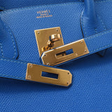 Hermes Hermes Burkin 30蓝色法国金支架□e-ingravaed（2001年左右）女士佩普森手提包新的Sanko