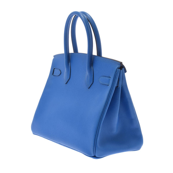 Hermes Hermes Burkin 30 Blue France Gold Bracket □ E-Engraved (around 2001) Ladies Epson Handbag New Sanko