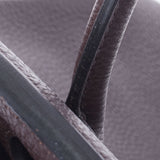 Hermes Hermes Burkin 35 Dark Brown Silver Bracket □ H Engraved (around 2004) Unisex Togo Handbags A rank used Silgrin