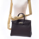 Hermes Hermes Burkin 35 Dark Brown Silver Bracket □ H Engraved (around 2004) Unisex Togo Handbags A rank used Silgrin