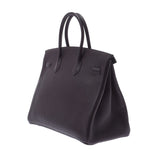 Hermes Hermes Burkin 35 Dark Brown Silver Bracket □ H Engraved (around 2004) Unisex Togo Handbags A rank used Silgrin