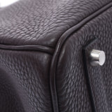 Hermes Hermes Burkin 35 Dark Brown Silver Bracket □ H Engraved (around 2004) Unisex Togo Handbags A rank used Silgrin