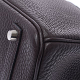 Hermes Hermes Burkin 35 Dark Brown Silver Bracket □ H Engraved (around 2004) Unisex Togo Handbags A rank used Silgrin