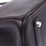 Hermes Hermes Burkin 35 Dark Brown Silver Bracket □ H Engraved (around 2004) Unisex Togo Handbags A rank used Silgrin