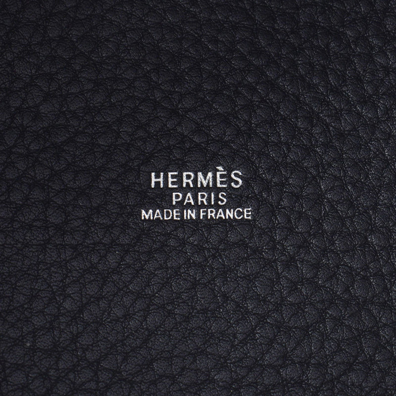 Hermes Hermes Picon PM黑色/白色银色配件□J-ENGRAVED（2006年左右）女士Triyo钢铁手提包A-Rank使用水池