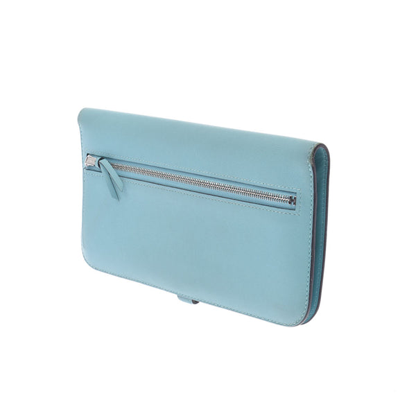 HERMES Hermes Dogon Long Blue Ator Silver Bracket T (around 2015) Unisex Voice Wift Long Wallet AB Rank Used Ginzo
