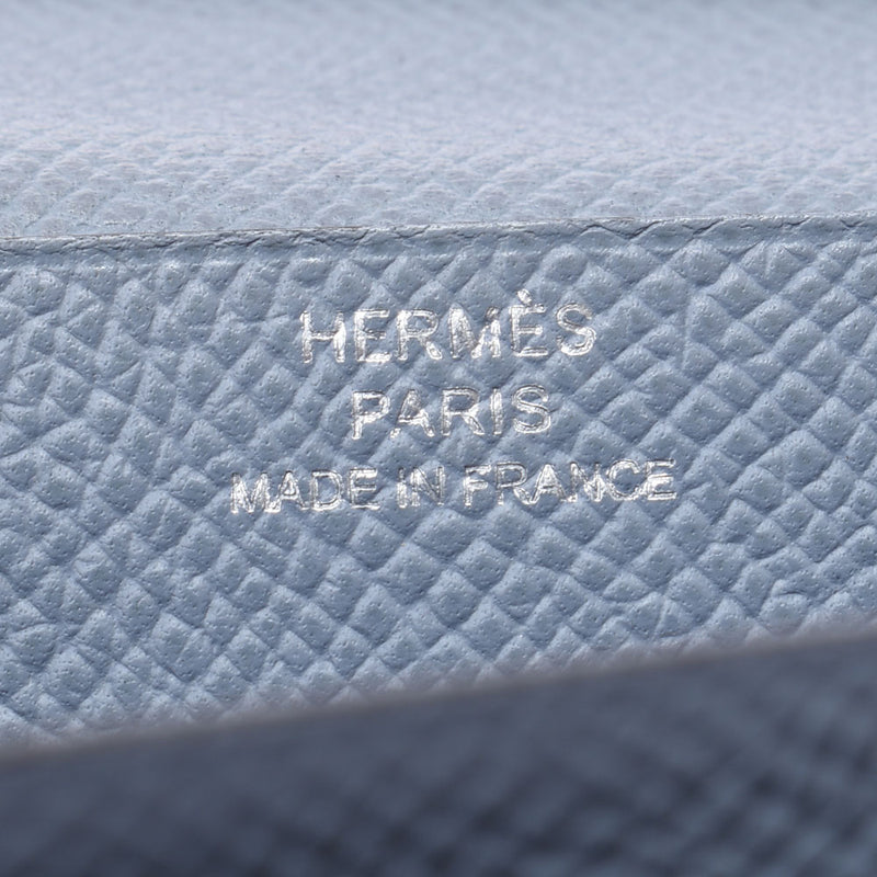 HERMES エルメス ベアンスフレ バイカラー 長財布 スフレ/ブルーリン シルバー金具 □Q刻印(2013年頃) ユニセックス ヴォーエプソン 二つ折り財布 Bランク 中古 銀蔵