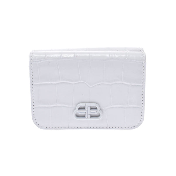 BALENCIAGA Balenciaga Mini Wallet Compact Wallet White 601387 Ladies embossed Leather Trial Folding Wallet New Used Ginzo