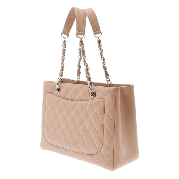 Chanel Chanel GST Tote Pink Beige Silver Fittings Ladies Caviar Skin Tote Bag A-Rank Used Sinkjo