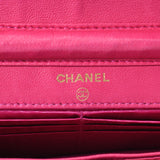 CHANEL シャネル ココマーク チェーンショルダーバッグ ピンク ゴールド金具 レディース キャビアスキン チェーンウォレット Bランク 中古 銀蔵