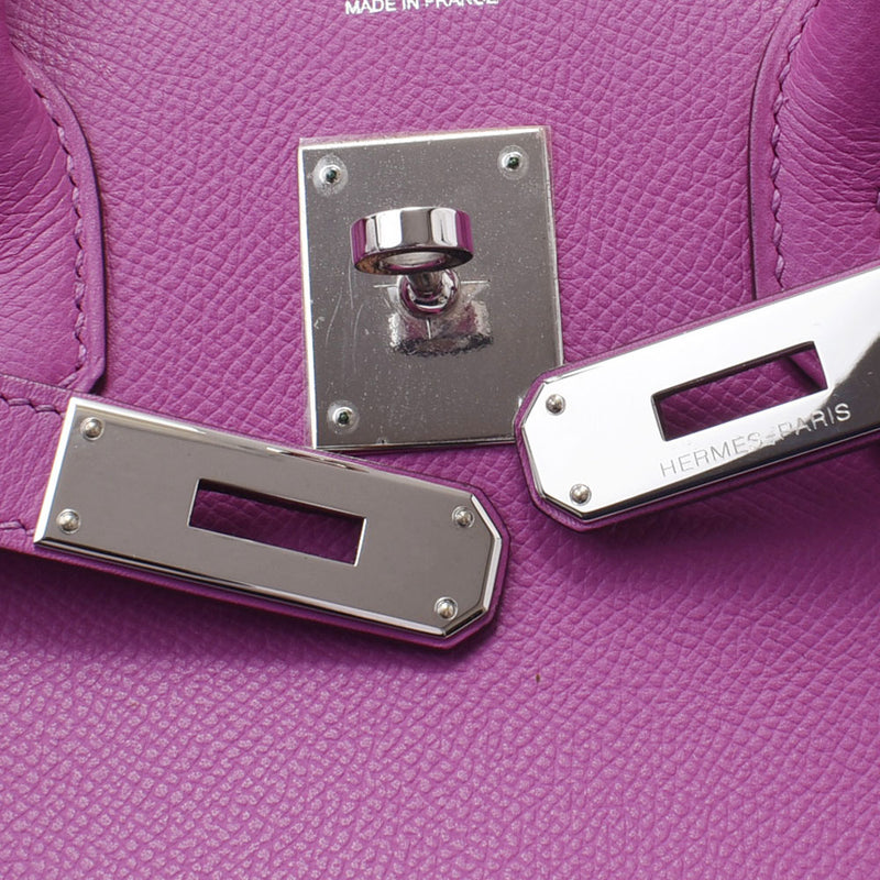 HERMES エルメス バーキン 30 シクラメン(紫) シルバー金具 □I刻印(2005年頃) レディース ヴォーエプソン ハンドバッグ Aランク 中古 銀蔵