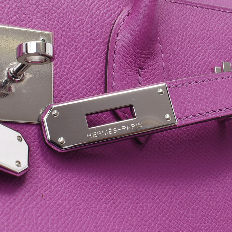 HERMES エルメス バーキン 30 シクラメン(紫) シルバー金具 □I刻印(2005年頃) レディース ヴォーエプソン ハンドバッグ Aランク 中古 銀蔵