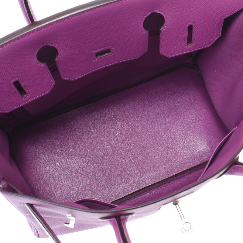 HERMES エルメス バーキン 30 シクラメン(紫) シルバー金具 □I刻印(2005年頃) レディース ヴォーエプソン ハンドバッグ Aランク 中古 銀蔵