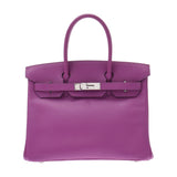 HERMES エルメス バーキン 30 シクラメン(紫) シルバー金具 □I刻印(2005年頃) レディース ヴォーエプソン ハンドバッグ Aランク 中古 銀蔵
