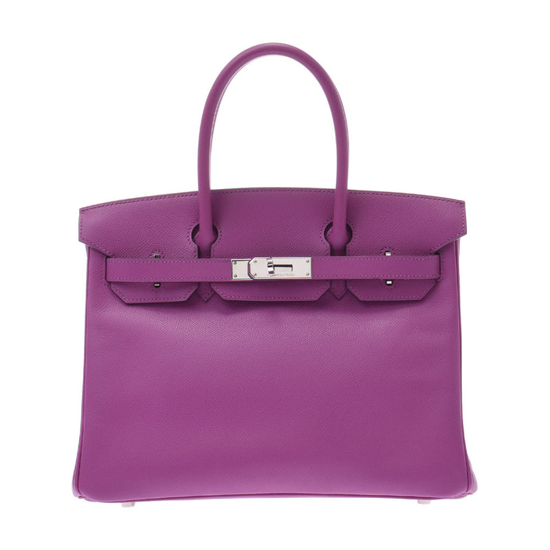 HERMES エルメス バーキン 30 シクラメン(紫) シルバー金具 □I刻印(2005年頃) レディース ヴォーエプソン ハンドバッグ Aランク 中古 銀蔵