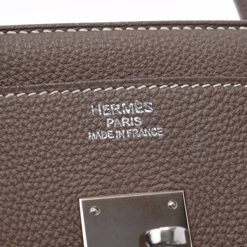 Hermes Hermes Burkin 35 Ethpet（冰川）银配件□Q立即（左右2013年）UniSEX多哥手提包B排名使用水池