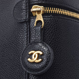 Chanel Chanel垂直伏特尔黑金支架女士鱼子酱皮肤手提包AB排名二手Silgrin