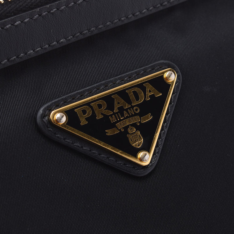 PRADA プラダ 黒 IBH050 ユニセックス ナイロン レザー ショルダーバッグ Aランク 中古 銀蔵