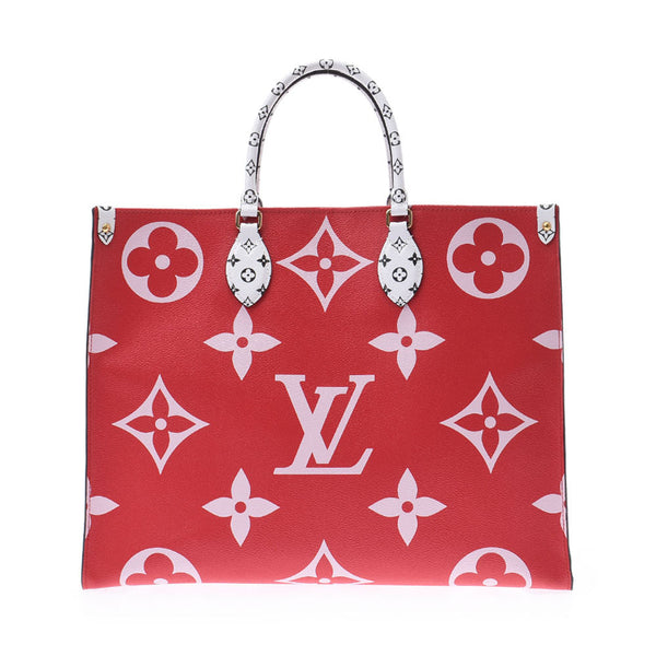 LOUIS VUITTON ルイヴィトン モノグラム オンザゴーGM マルチカラー 赤×ピンク×オレンジ M44569 ユニセックス モノグラムジャイアント 2WAYバッグ 新同 中古 銀蔵