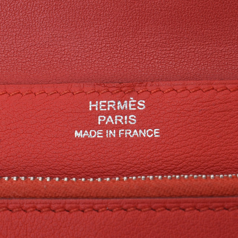 Hermes Hermes Dogon Compact Rouge Tomato Silver Bracket X Engraved (around 2016) Unisex Vo Swift Two Folded Wallet B Rank Used Silgrin