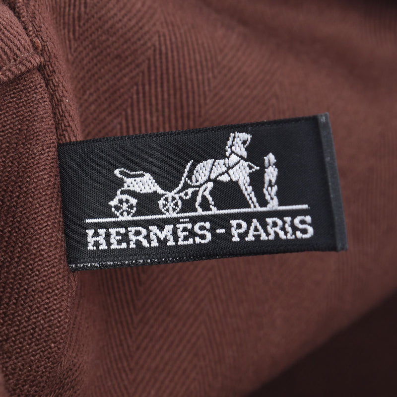 Hermes Hermes Valparaiso MM Brown Unisex Towal Chevron / Leather Handbag B Rank Used Sinkjo