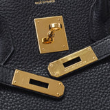 Hermes Hermes Burkin 35 Black Gold Bracket □ P Engraved (around 2012) Unisex Triyo Clemance Handbags AB Rank Used Silgrin