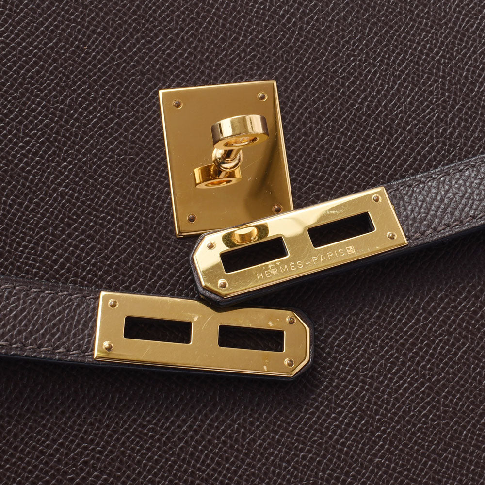 エルメスケリーデペッシュ38 チョコ ゴールド金具 □K刻印(2007