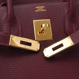 Hermes Hermes Burkin 30 Rouge Ash (Bordeaux) Gold Bracket □ L-engraving (around 2008) Ladies Fjord Handbags A rank used Silgrin
