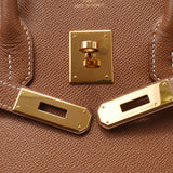 HERMES エルメス バーキン 35 ゴールド ゴールド金具 □F刻印(2002年頃) ユニセックス クシュベル ハンドバッグ Aランク 中古 銀蔵