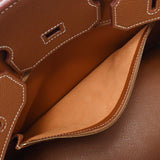 HERMES エルメス バーキン 35 ゴールド ゴールド金具 □F刻印(2002年頃) ユニセックス クシュベル ハンドバッグ Aランク 中古 銀蔵